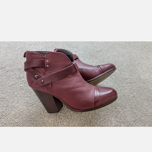 $550 worn X2 Rag & Bone Harrow Red Leather Ankle Boots 38.5 8.5 - Picture 4 of 10